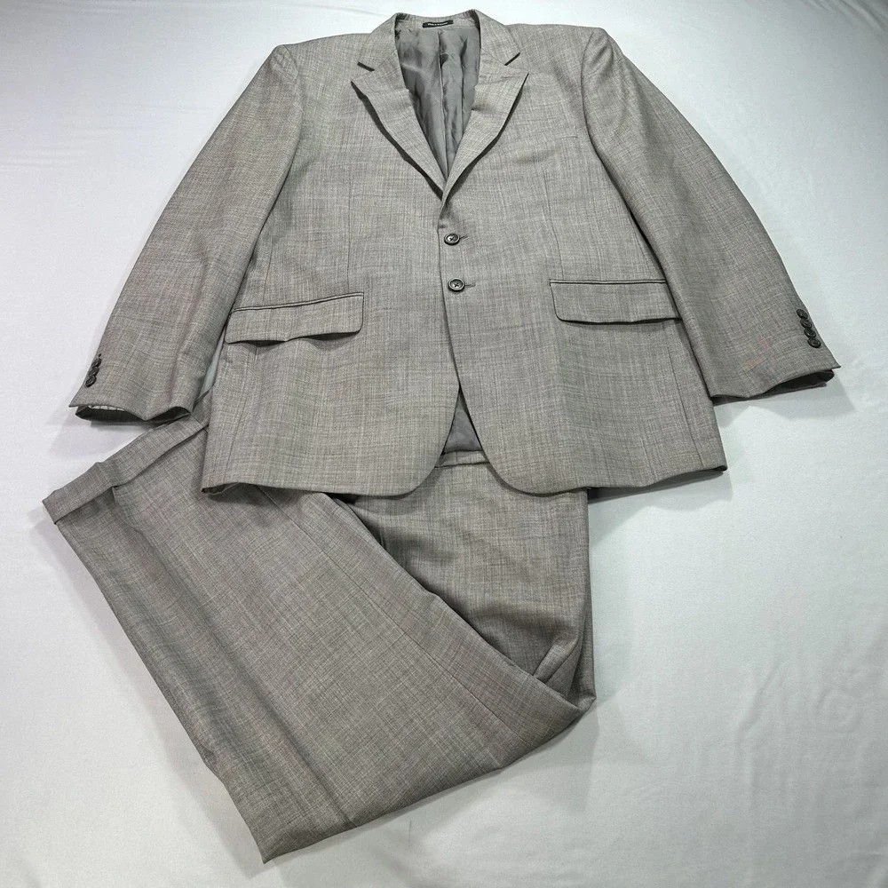 Pronto Uomo Suit Mens 44 Long Gray Wool 2 Piece Blazer Pants‎ 38 Waist Classic